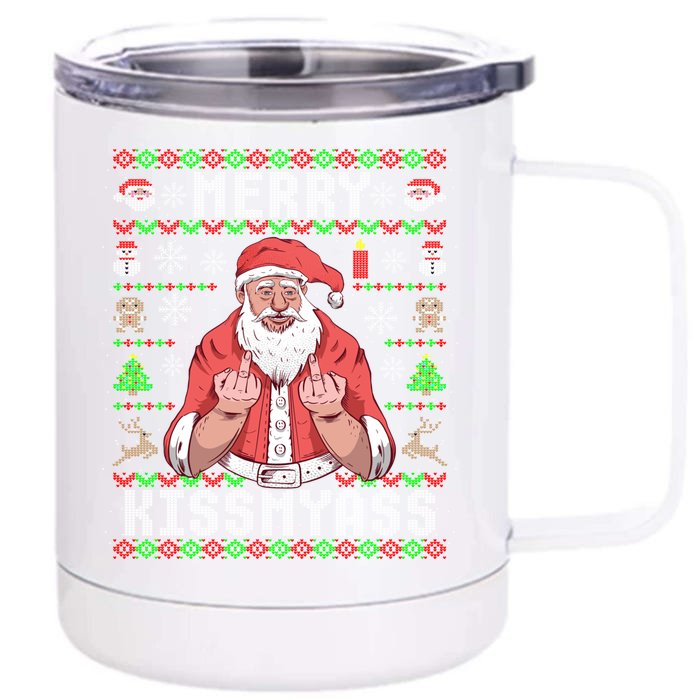 Funny Ugly Christmas Merry Myass Pun Gift Meaningful Gift Front & Back 12oz Stainless Steel Tumbler Cup