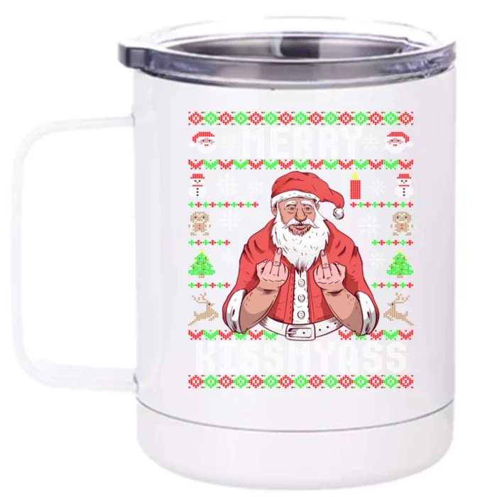 Funny Ugly Christmas Merry Myass Pun Gift Meaningful Gift Front & Back 12oz Stainless Steel Tumbler Cup