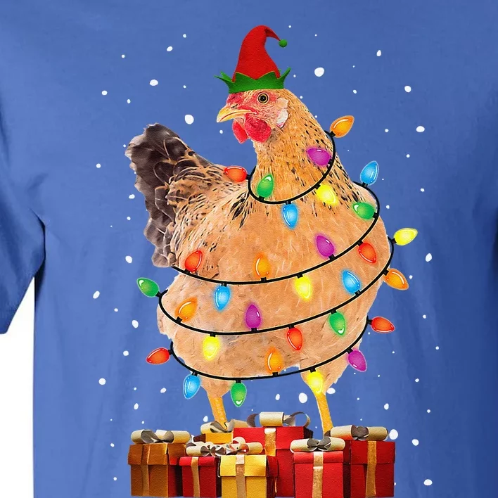 Funny Ugly Chicken Lights Christmas Elf Hat Hen Lovers Tall T-Shirt