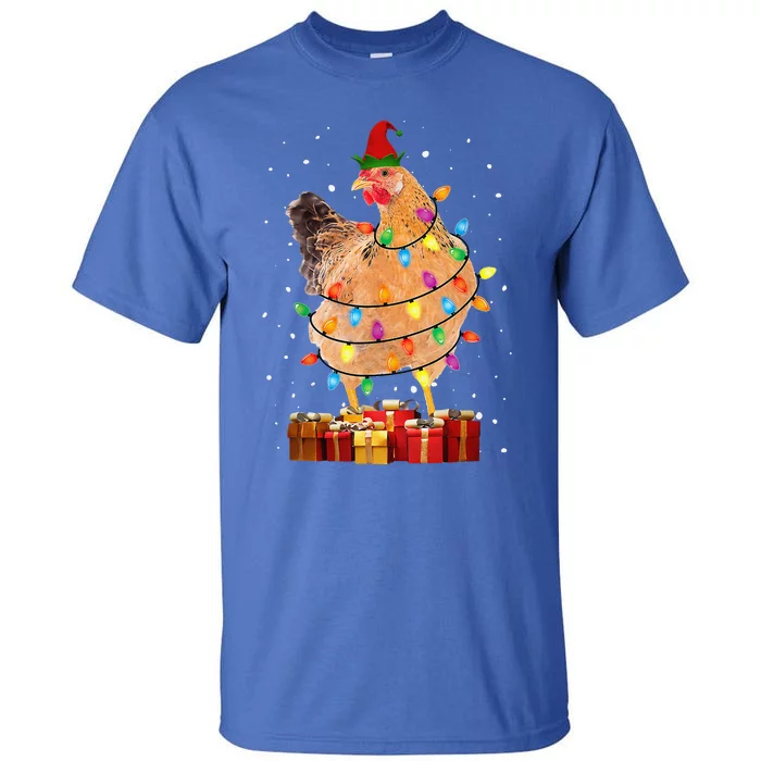 Funny Ugly Chicken Lights Christmas Elf Hat Hen Lovers Tall T-Shirt