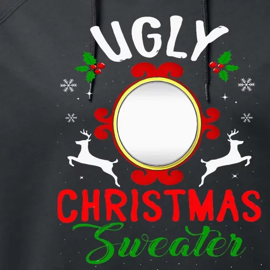 Funny Ugly Christmas Sweater With Mirror Performance Fleece Hoodie