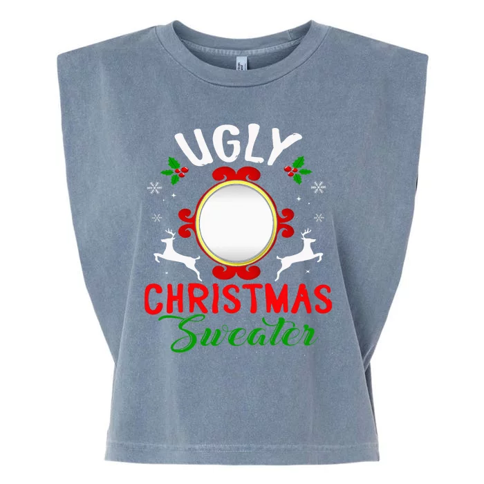 Funny Ugly Christmas Sweater With Mirror Garment-Dyed Women's Muscle Tee