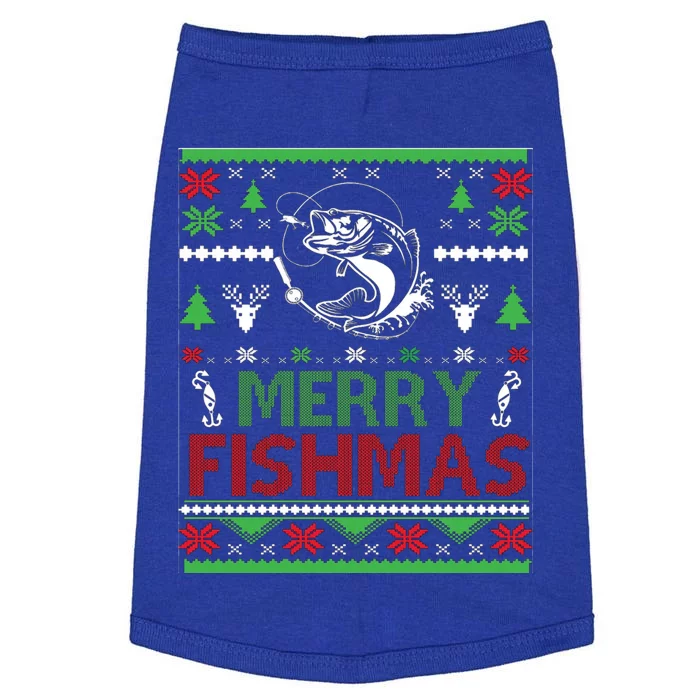 Fishing Ugly Christmas Bass Fish Merry Fishmas Gift Doggie Tank