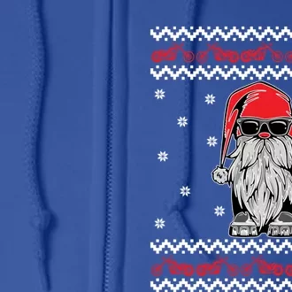 Funny Ugly Christmas Biker Gnome Motorcycle Lover Gift Xmas Gift Full Zip Hoodie