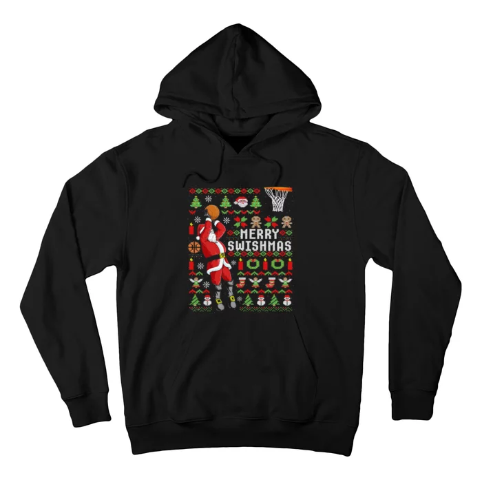 Funny Ugly Christmas Merry Swishmas Basketball Gift Hoodie