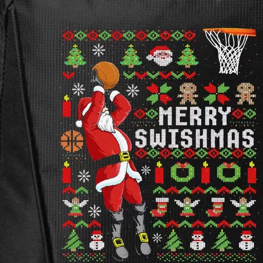 Funny Ugly Christmas Merry Swishmas Basketball Gift City Backpack