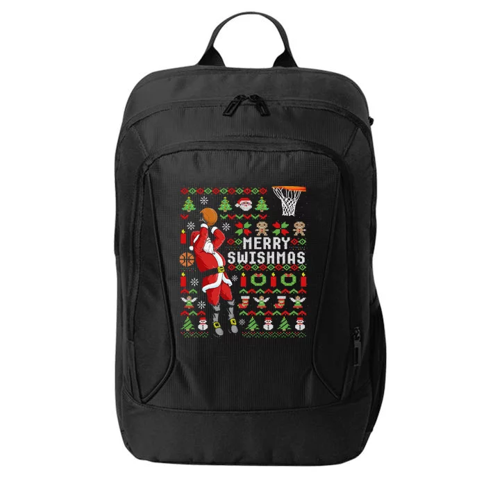 Funny Ugly Christmas Merry Swishmas Basketball Gift City Backpack