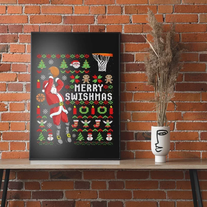 Funny Ugly Christmas Merry Swishmas Basketball Gift Poster