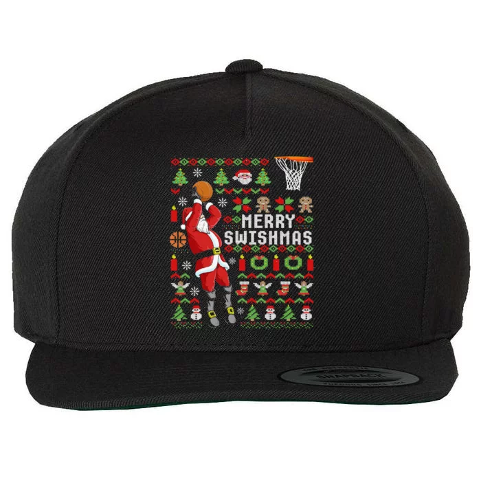 Funny Ugly Christmas Merry Swishmas Basketball Gift Wool Snapback Cap