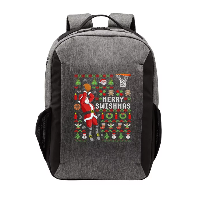 Funny Ugly Christmas Merry Swishmas Basketball Gift Vector Backpack