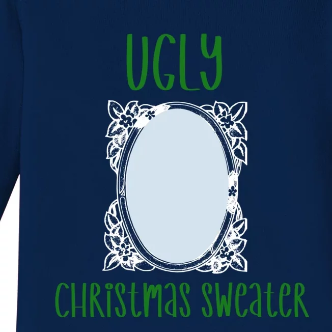 Funny Ugly Christmas Sweater With Mirror Baby Long Sleeve Bodysuit