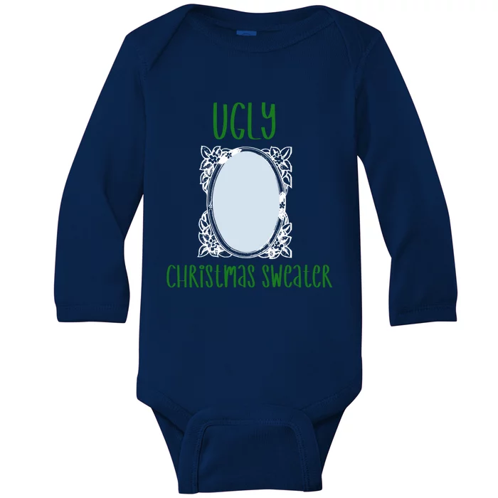 Funny Ugly Christmas Sweater With Mirror Baby Long Sleeve Bodysuit