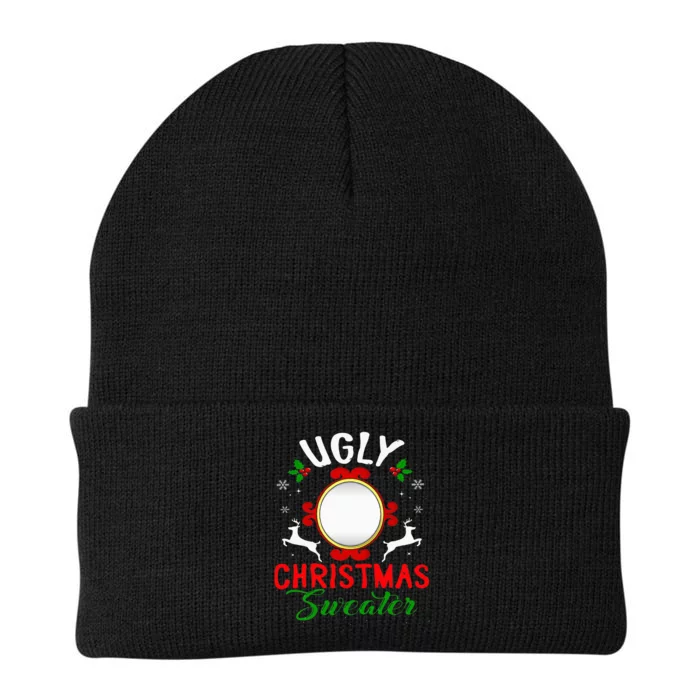 Funny Ugly Christmas Sweater With Mirror Knit Cap Winter Beanie