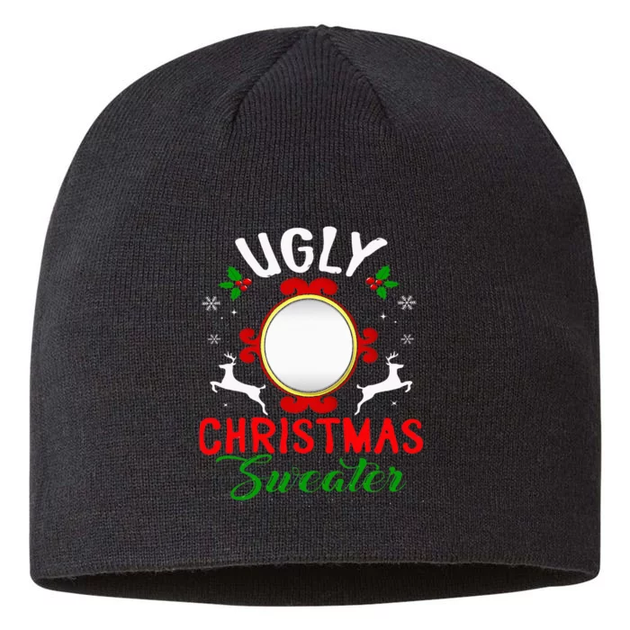 Funny Ugly Christmas Sweater With Mirror 8 1/2in Sustainable Knit Beanie