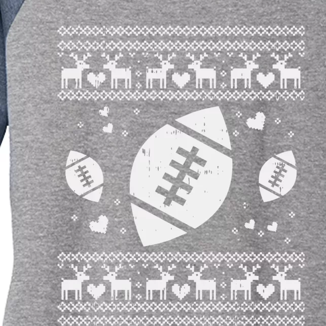 Football Ugly Christmas Sweater Ball Sport Player Boy Gift Women's Tri-Blend 3/4-Sleeve Raglan Shirt