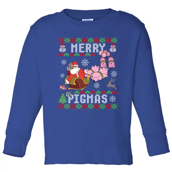 Funny Ugly Christmas Merry Pigmas Gift Great Gift Toddler Long Sleeve Shirt