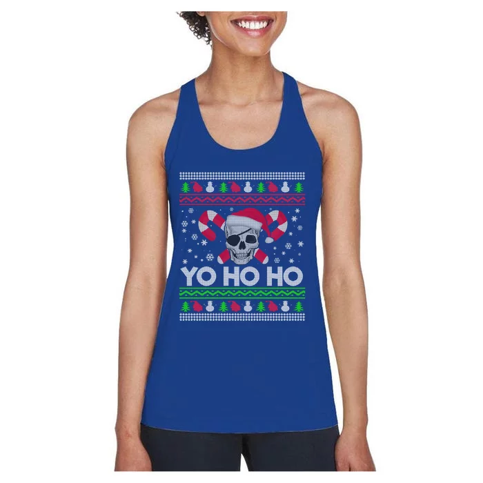 Funny Ugly Christmas Santa Pirate Yo Ho Ho Gift Women's Racerback Tank