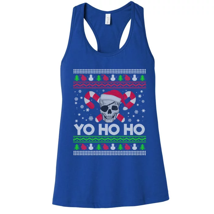 Funny Ugly Christmas Santa Pirate Yo Ho Ho Gift Women's Racerback Tank