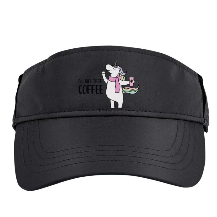 Funny Unicorn Coffee Lover, Ok But First Coffee Adult Drive Performance Visor