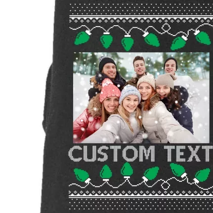 Family Ugly Christmas Sweater Design Custom Photo Text Doggie 3-End Fleece Hoodie