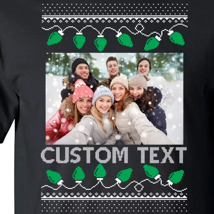 Family Ugly Christmas Sweater Design Custom Photo Text Tall T-Shirt