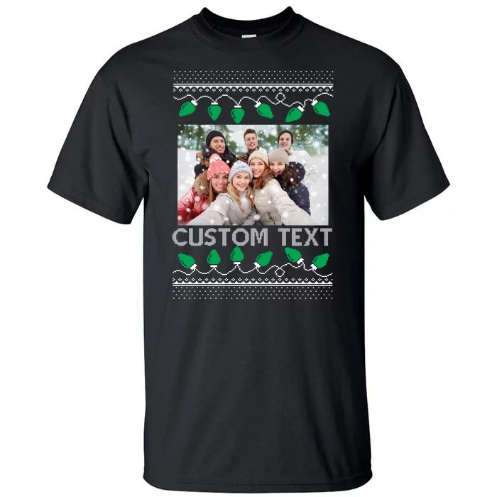 Family Ugly Christmas Sweater Design Custom Photo Text Tall T-Shirt