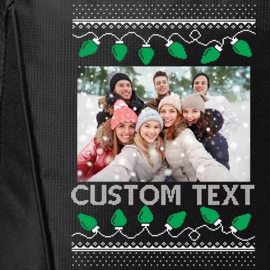 Family Ugly Christmas Sweater Design Custom Photo Text City Backpack