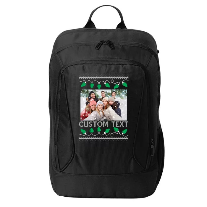 Family Ugly Christmas Sweater Design Custom Photo Text City Backpack