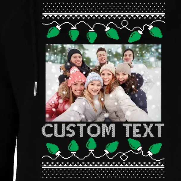 Family Ugly Christmas Sweater Design Custom Photo Text Womens Funnel Neck Pullover Hood