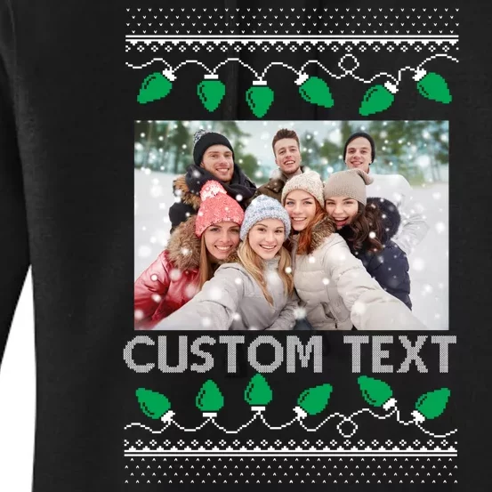 Family Ugly Christmas Sweater Design Custom Photo Text Women's Pullover Hoodie