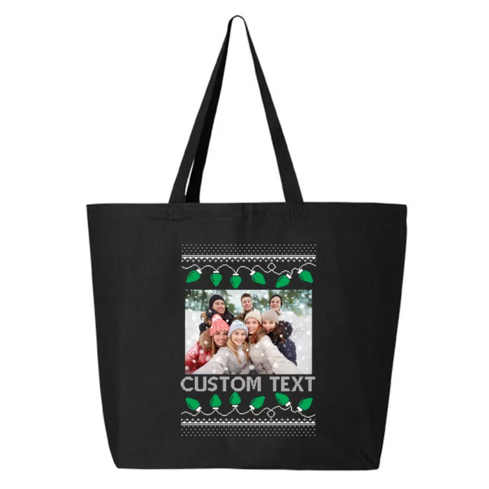 Family Ugly Christmas Sweater Design Custom Photo Text 25L Jumbo Tote