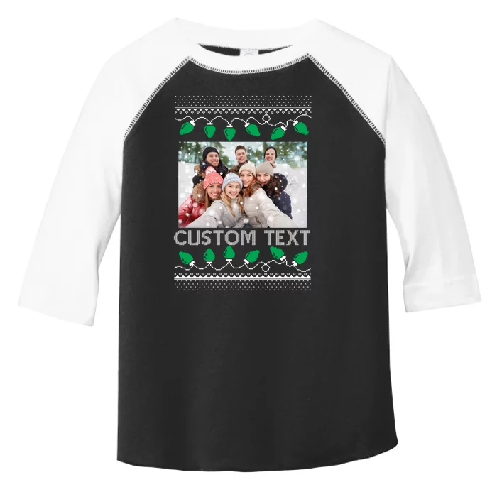 Family Ugly Christmas Sweater Design Custom Photo Text Toddler Fine Jersey T-Shirt