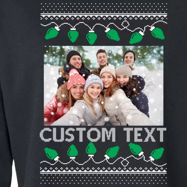 Family Ugly Christmas Sweater Design Custom Photo Text Cropped Pullover Crew