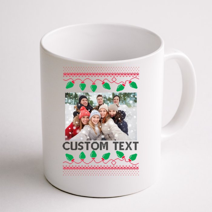 Family Ugly Christmas Sweater Design Custom Photo Text Front & Back Coffee Mug