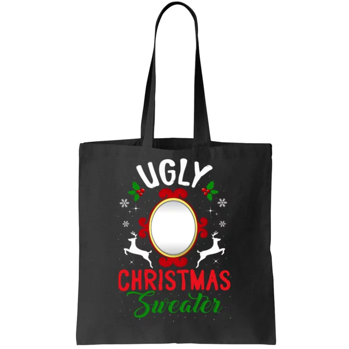 Funny Ugly Christmas Sweater With Mirror Tote Bag