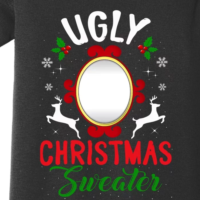 Funny Ugly Christmas Sweater With Mirror Baby Bodysuit