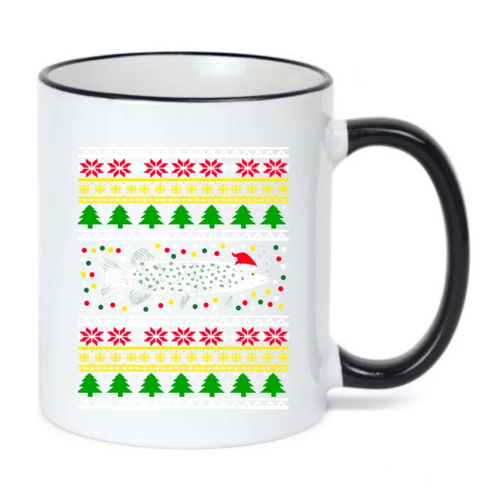 Funny Ugly Christmas Fishing Pike Xmas Fisher Pattern Cute Gift Black Color Changing Mug