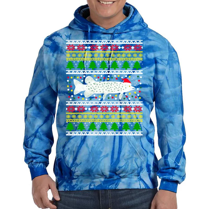 Funny Ugly Christmas Fishing Pike Xmas Fisher Pattern Cute Gift Tie Dye Hoodie