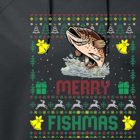 Fish Ugly Christmas Sweater Goliath Grouper Fishing Pajamas Performance Fleece Hoodie