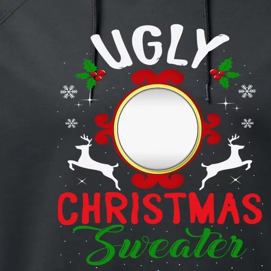 Funny Ugly Christmas Sweater With Mirror Performance Fleece Hoodie