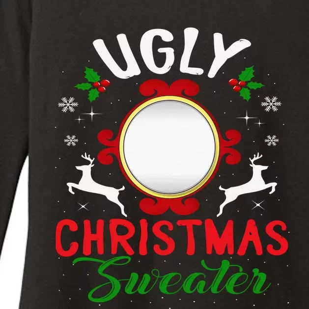 Funny Ugly Christmas Sweater With Mirror Womens CVC Long Sleeve Shirt