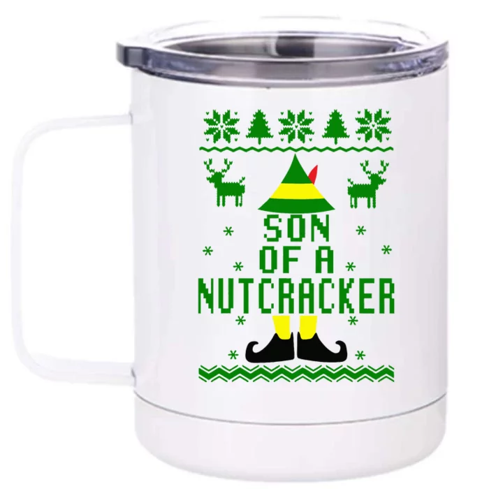 Funny Ugly Christmas Sweater Son Of A Nutcracker Front & Back 12oz Stainless Steel Tumbler Cup