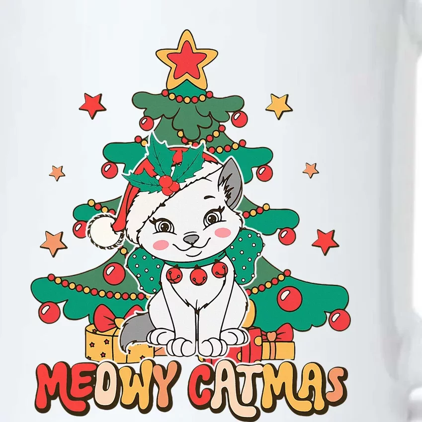 Funny Ugly Christmas Sweater Meowy Catmas Merry Catmas Girls Black Color Changing Mug