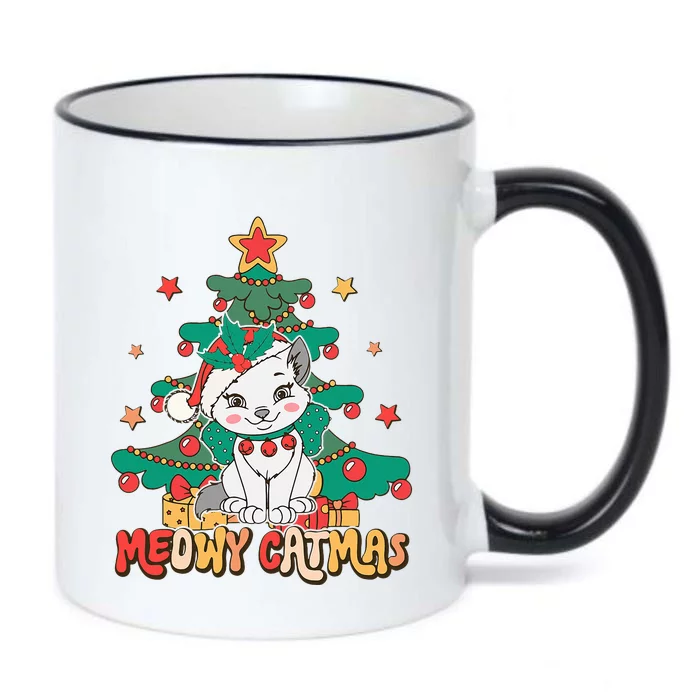 Funny Ugly Christmas Sweater Meowy Catmas Merry Catmas Girls Black Color Changing Mug