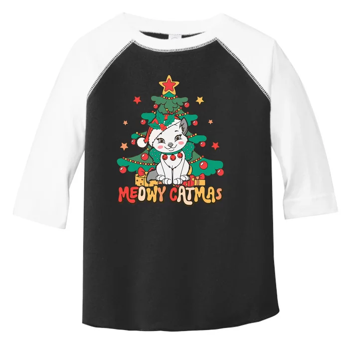 Funny Ugly Christmas Sweater Meowy Catmas Merry Catmas Girls Toddler Fine Jersey T-Shirt