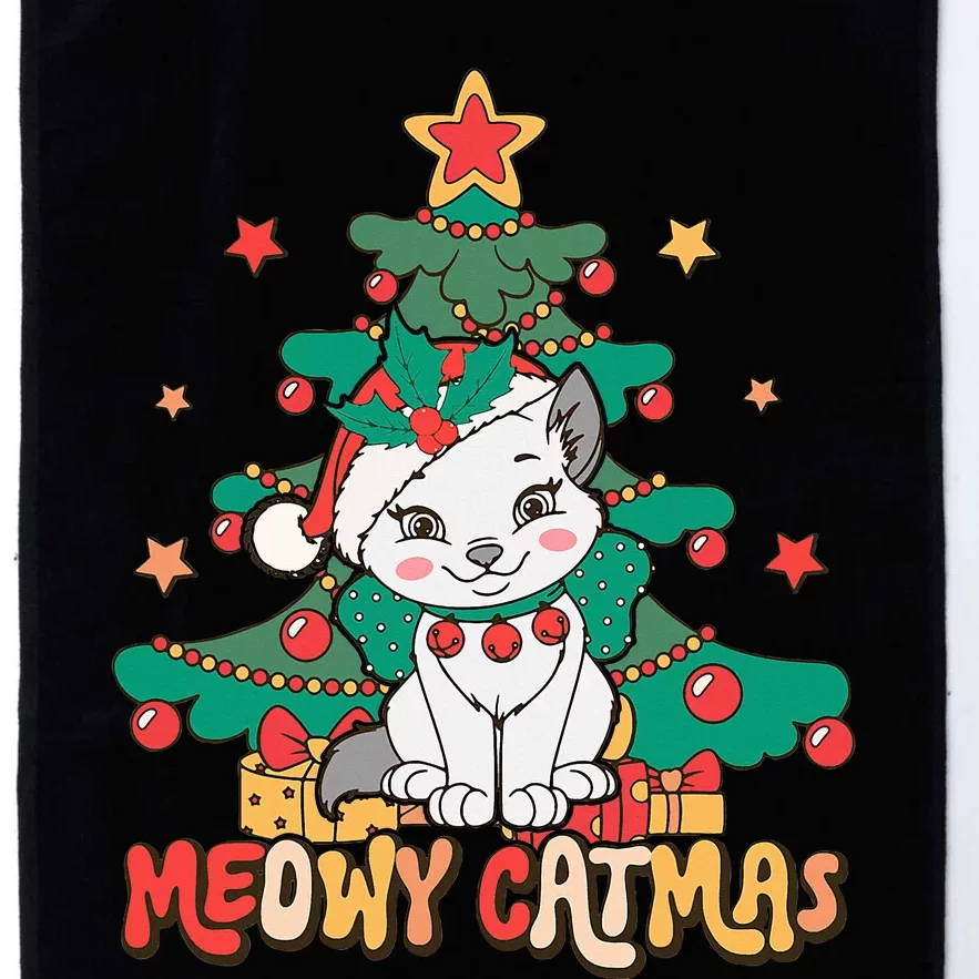 Funny Ugly Christmas Sweater Meowy Catmas Merry Catmas Girls Platinum Collection Golf Towel