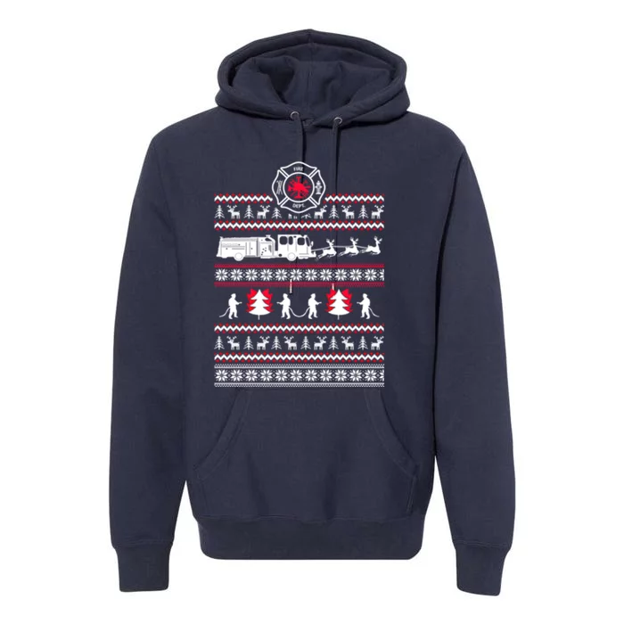 Firefighter Ugly Christmas Sweater Premium Hoodie