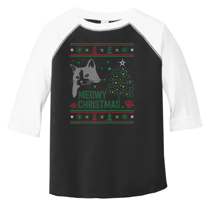 Funny Ugly Christmas Sweater Meowy Catmas Merry Catmas Xmas Toddler Fine Jersey T-Shirt