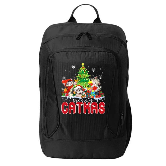 Funny Ugly Christmas Shirts Catmas Kitten Owners Santa Hat City Backpack