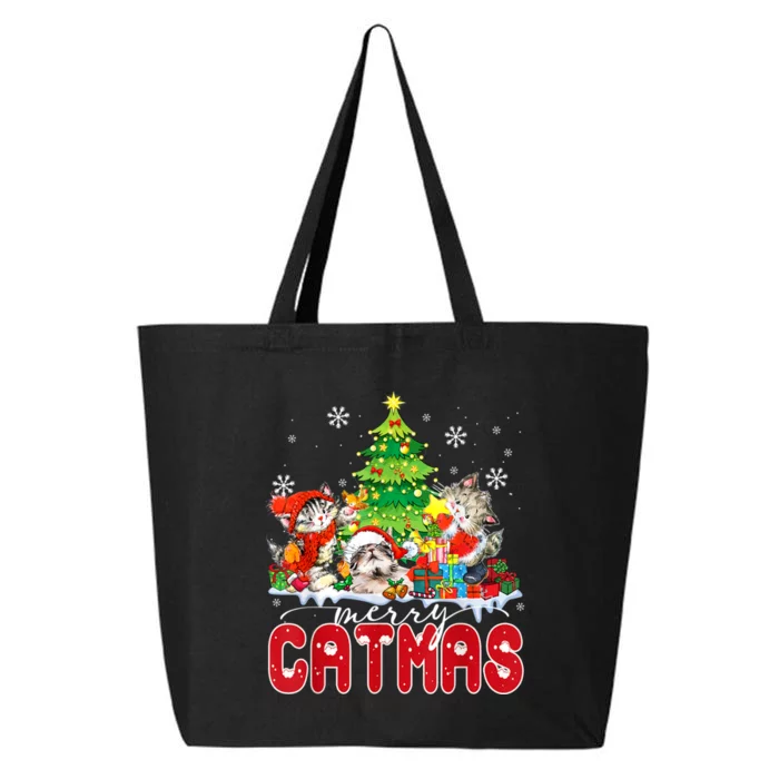 Funny Ugly Christmas Shirts Catmas Kitten Owners Santa Hat 25L Jumbo Tote